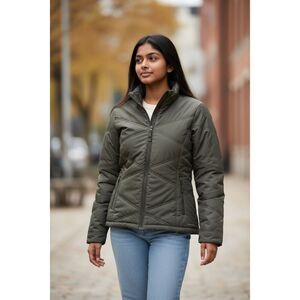 Merrell Women Grey Turtleneck Jacket Size XS Full Zip Puffer Jacket Zip-Pockets